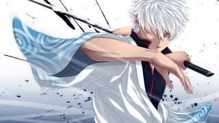Man white hair sword white - his chest free wallpaper