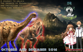 Couple dinosaur mountain range sign - key art free wallpaper for desktop