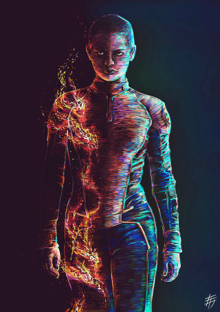 Neon body suit skateboard cyberpunk - fabien charuau free wallpaper for mobile