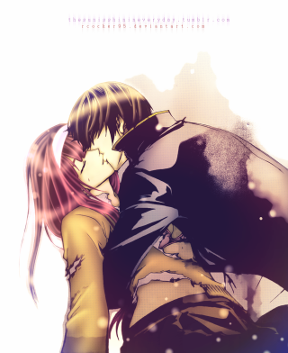 Anime couple hugging snow falling - bálint kiss free wallpaper for mobile