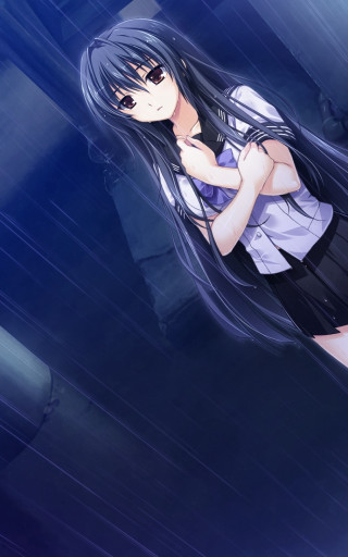 Girl purple shirt rain night - a dark room free wallpaper for mobile