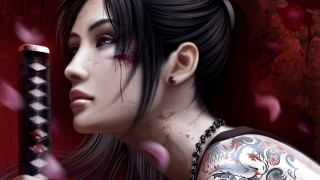 Woman blooded sword anne stokes - her arm and shoulder free wallpaper