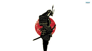 Samurai redsun sword helmet warrior - his hand and a helmet free wallpaper