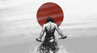 Man sword red circle sword - ukiyoe free wallpaper for desktop