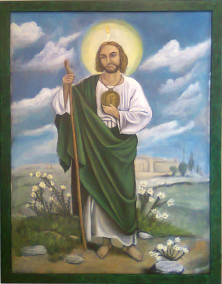 Jesus holding stick golden egg - a painting of jesus holding free wallpaper for mobile