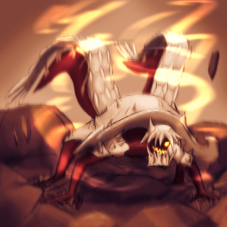 Demon attacking demon claws raised - action painting free wallpaper for tablet