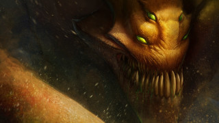 Dragon closeup green eyes yellow - a yellow face free wallpaper