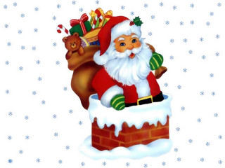 Santa chimney presents teddy bear - a santa clause free wallpaper for desktop