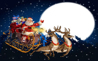 Santa claus sleigh reindeers full - hd wallpaper free wallpaper