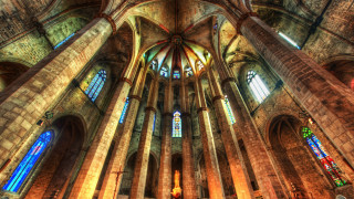 Cathedral stained glass clock wall - andrea pozzo free wallpaper