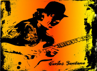 Man hat guitar grungy orange - an orange background free wallpaper