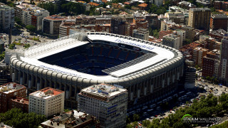 Stadium buildings trees foreground background - a large stadium free wallpaper