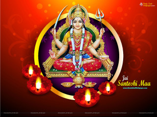 Hindu god candles red background - a gold border free wallpaper for desktop