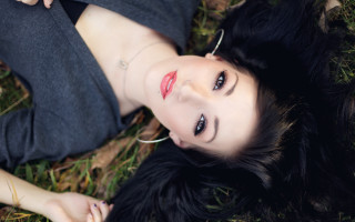 Woman lying on ground black - closed free wallpaper for desktop