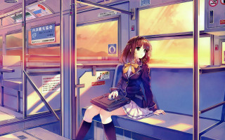 Woman sitting train seat laptop - a laptop computer free wallpaper