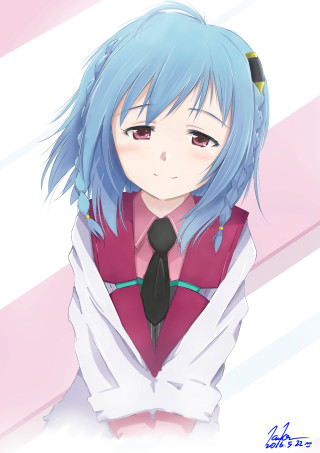 Anime girl blue hair tie 3 - her neck free wallpaper for mobile