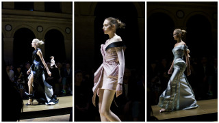 Woman dress runway crowd onlookers - a sery of photos free wallpaper