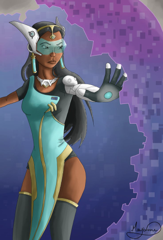 Woman blue dress knife ball - afrofuturism free wallpaper for mobile