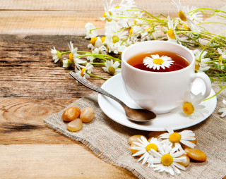 Cup tea spoon flowers table - morning free wallpaper for desktop