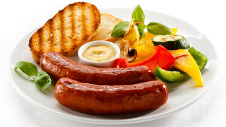 Plate food sausages bread vegetables - a plate of food free wallpaper for desktop