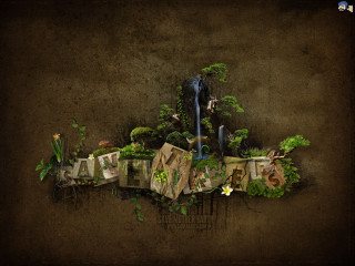 Book waterfall plants magic art - a waterfall in the middle of it free wallpaper