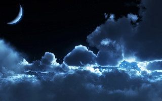 Night sky clouds crescent moon - a night sky free wallpaper