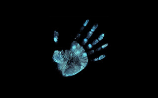 Hand print tree dark blue - blueprint free wallpaper