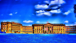 Large building flag water boat - top of it next free wallpaper