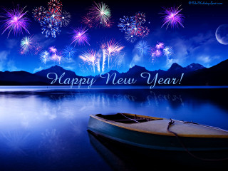 Boat fireworks water sky celebration - free holidays wallpaper for desktop