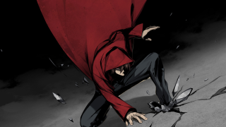 Man red cape knife holding - a red cape free wallpaper