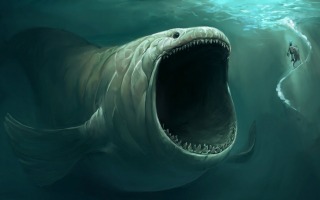 Giant fish mouth open man - creature free wallpaper