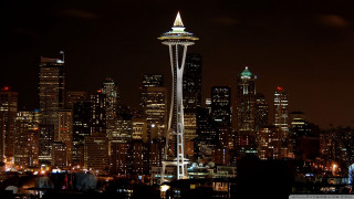 City skyline night tower lights - a tall tower free wallpaper
