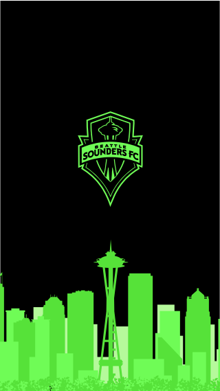 Green black seattle skyline poster - free city wallpaper for mobile