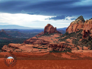 Valley mountains cloudy sky person - a scenic view of a valley free wallpaper for desktop