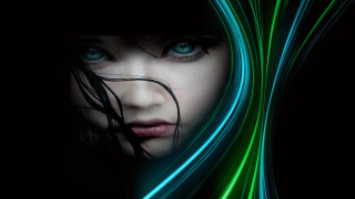 Blue eyes green hair gothic - green hair free wallpaper for desktop