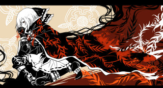 Woman riding horse red background - bloodborne free wallpaper