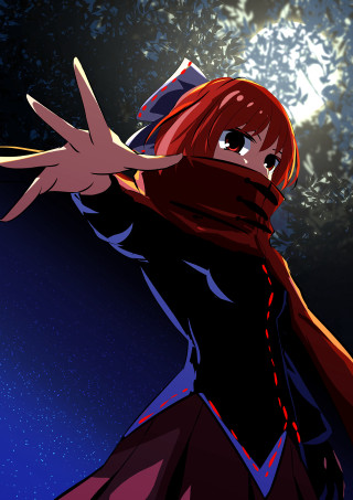 Woman red hair scarf hands - ufotable free wallpaper for mobile