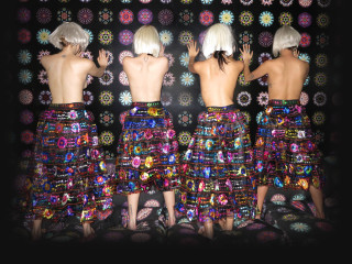 Mannequins colorful skirt black background - artgem free wallpaper