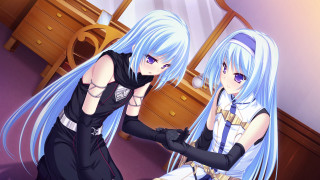 Anime girls blue hair black 4 - black glove free wallpaper