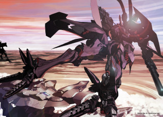 Robot sword sunset sky clouds - mecha free wallpaper