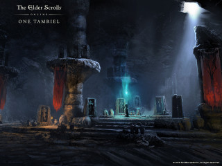 Dark fantasy fountain glowing light - pillar free wallpaper