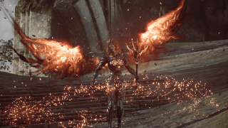 Demonic creature fire wings forest - its hand free wallpaper