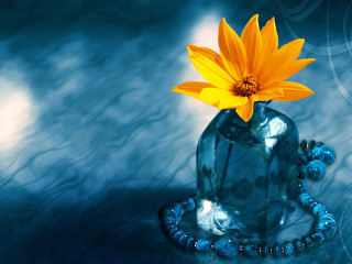 Yellow flower blue vase beads - a blue vase free wallpaper for desktop