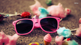 Pink sunglasses candy cones candies - candy free wallpaper