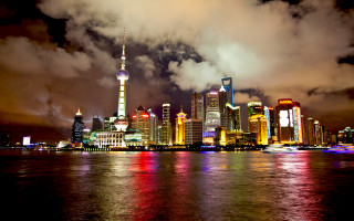 City skyline night cloudy water 2 - cao buxing free wallpaper
