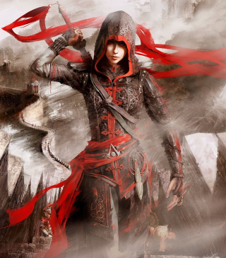 Man red black outfit sword 6 - epic fantasy character art free wallpaper for tablet