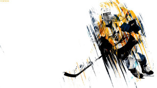 Hockey player yellow jersey stick - abstract brush stroke free wallpaper