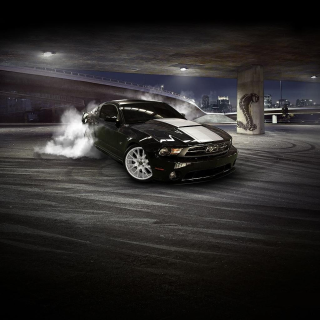 Black mustang white stripe hood - free gaming wallpaper for tablet