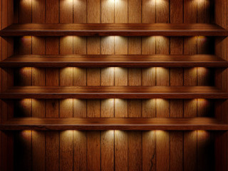 Wooden shelf lights wood floor - diffuse lighting free wallpaper