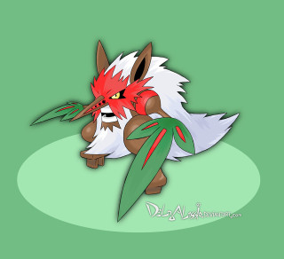 Cartoon pokemon green leaf shock - vector art free wallpaper for tablet